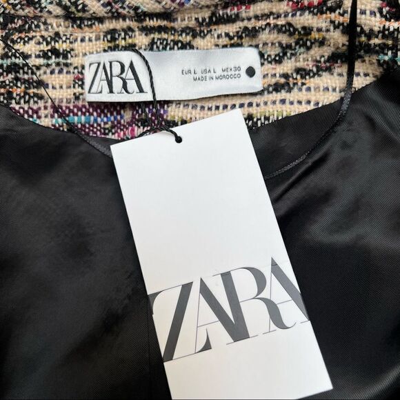 Zara Jacquard Jacket Cardigan Wool / Cotton Blend in Multicolor Large - Picture 5 of 13